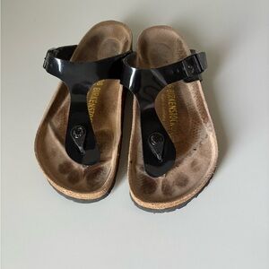 Birkenstock Gizeh Thong Sandals Black Patent Size 36